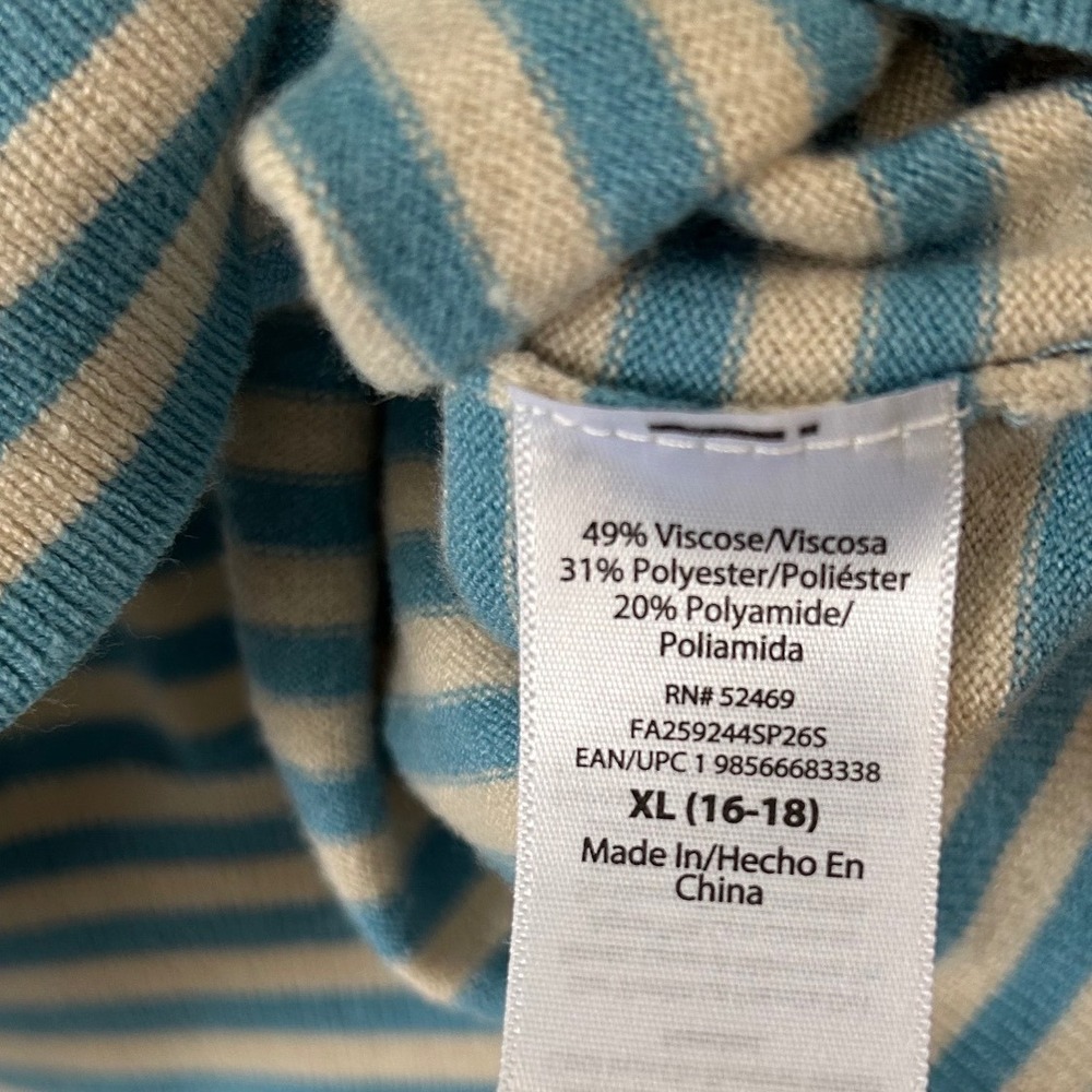 Free Assembly Sleeveless Sweater Top Light Blue and Gray/Beige Stripe Women's XL - Picture 3 of 5